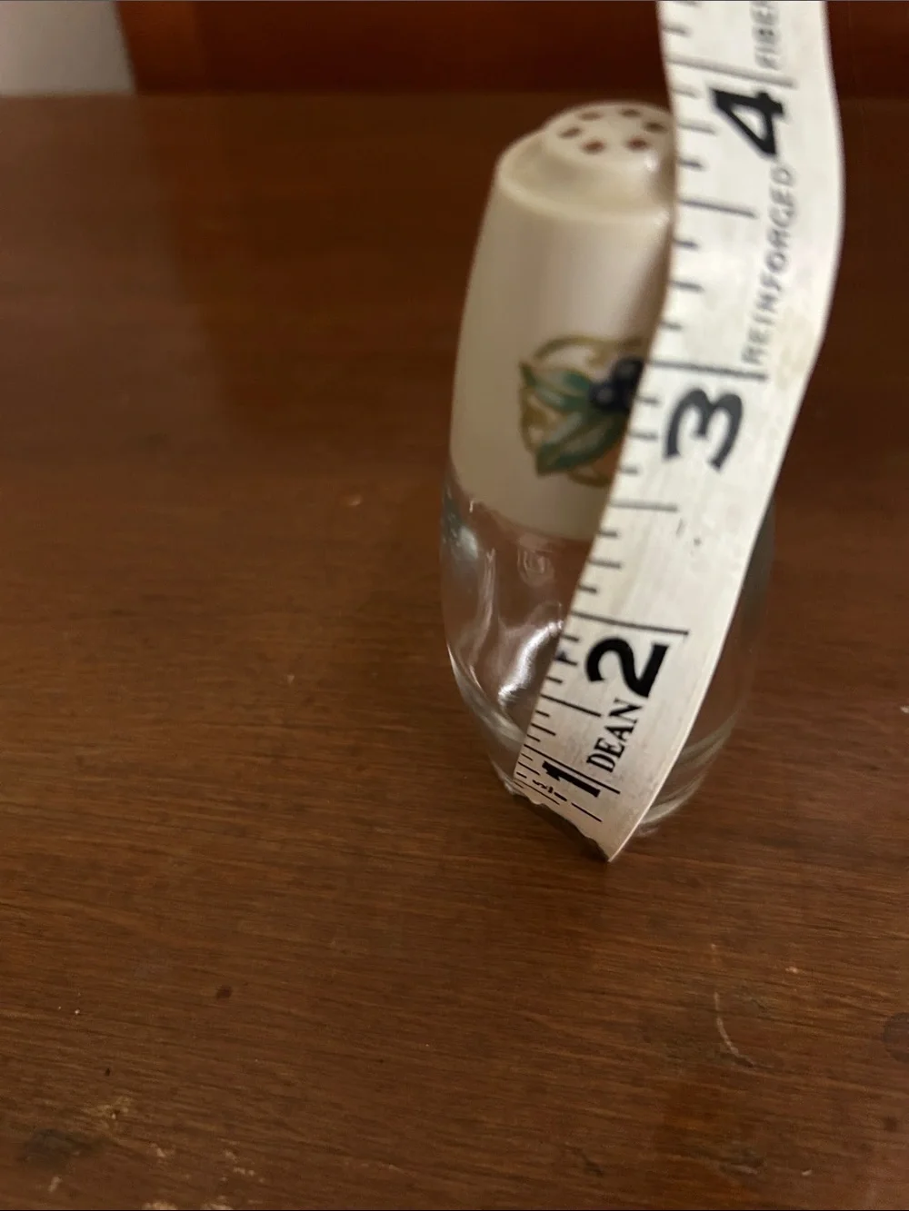 Vintage Glass Corelle Abundance Salt Shaker with Floral Ceramic Top